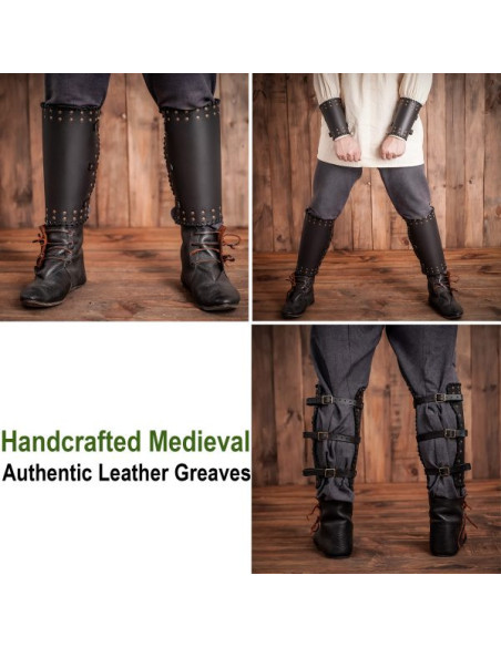 Viking greaves genuine black leather...