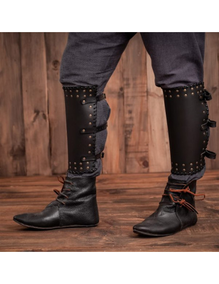 Viking greaves genuine black leather...