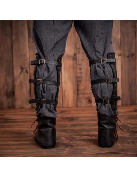 Viking greaves genuine black leather...