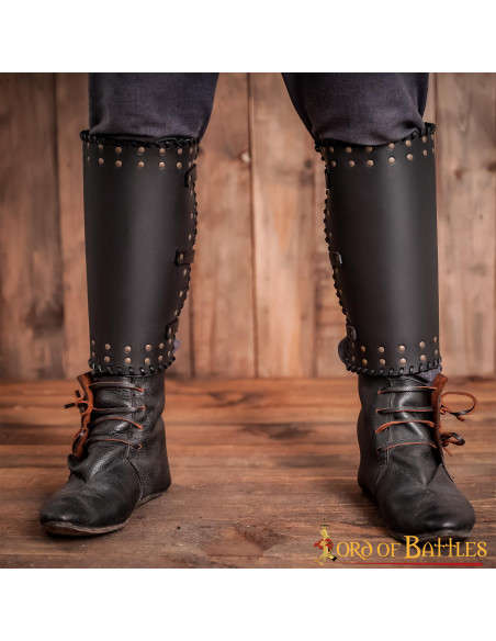 Viking greaves genuine black leather...