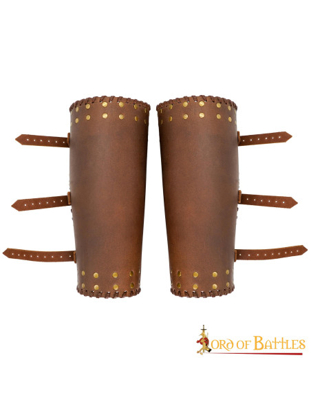 Viking greaves genuine brown leather...