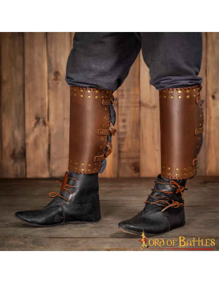 Viking greaves genuine brown leather...