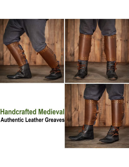 Viking greaves genuine brown leather...