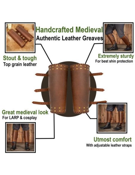 Viking greaves genuine brown leather...