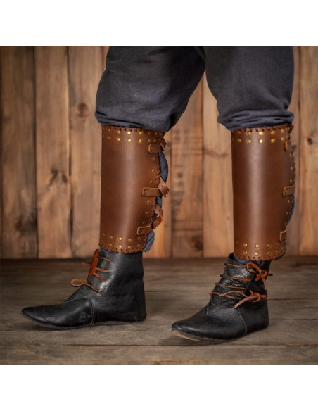 Viking greaves genuine brown leather...