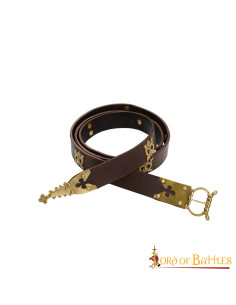 Brown Gothic Knight belt with brass details 2