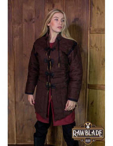 Full medieval gambeson woman Morgause - Brown ⚔️ Medieval Shop