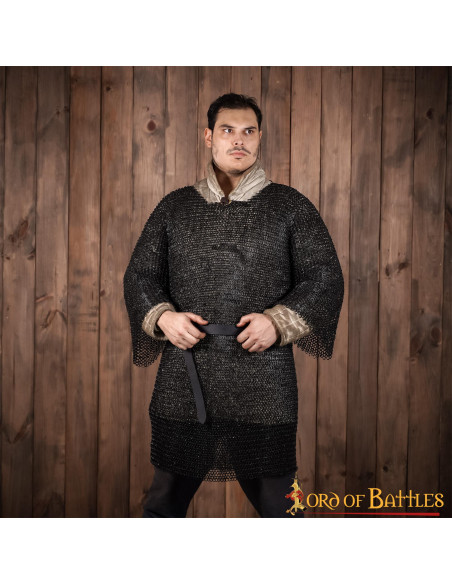 Haubergeon chain mail with riveted...