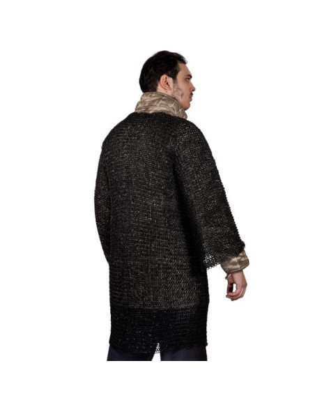 Haubergeon chain mail with riveted...