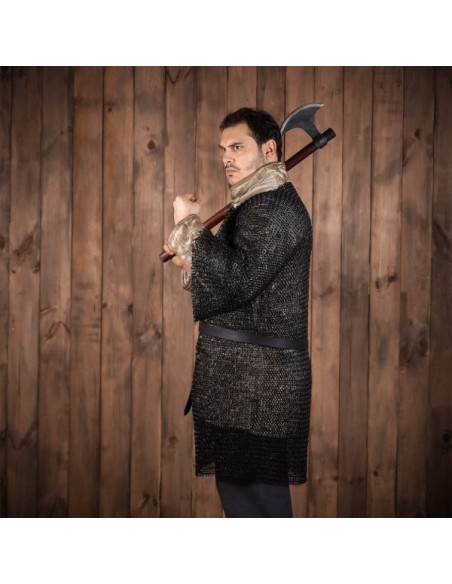 Haubergeon chain mail with riveted...