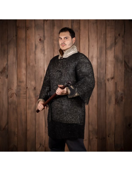 Haubergeon chain mail with riveted...