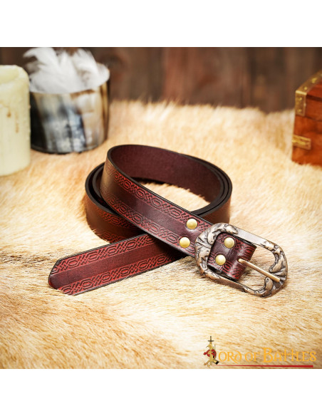 Brown medieval belt embossed design