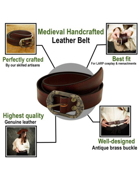 Brown medieval belt embossed design