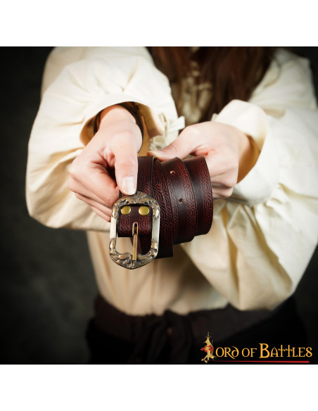 Brown medieval belt embossed design