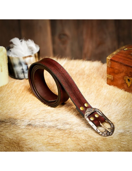 Brown medieval belt embossed design