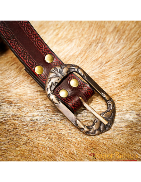 Brown medieval belt embossed design