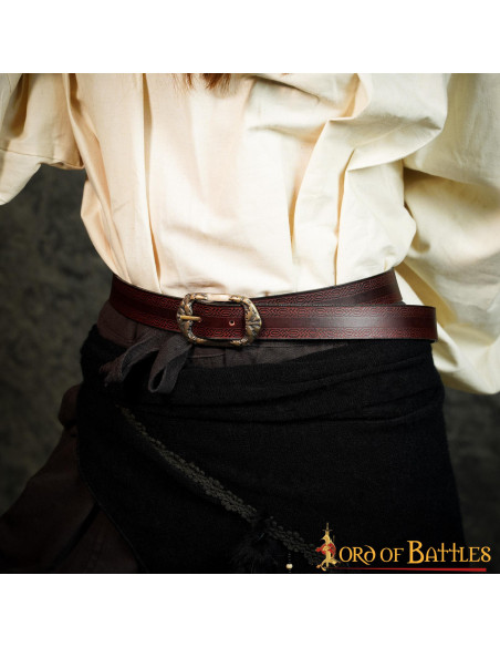Brown medieval belt embossed design