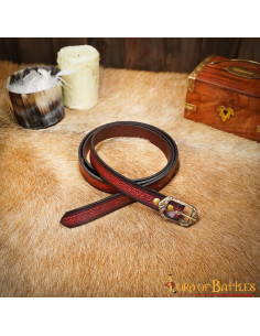 Garnet medieval belt with embossed design