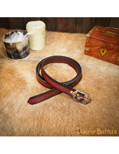 Garnet medieval belt with embossed design