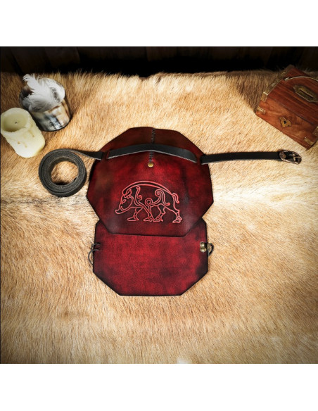 Leather pauldron with embossed design...