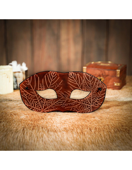 Brown leather mask with embossed...