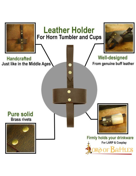 Brown leather holder for horn glasses...