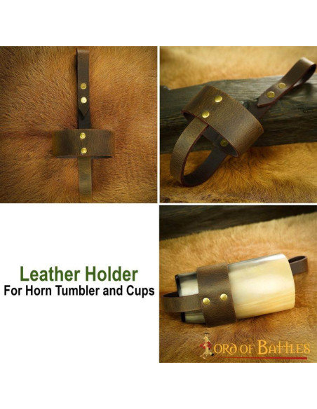 Brown leather holder for horn glasses...