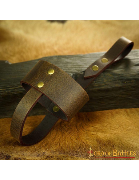 Brown leather holder for horn glasses...