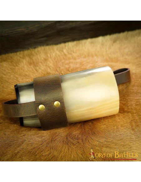 Brown leather holder for horn glasses...