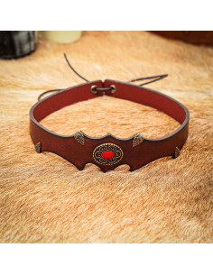 Leather tiara with medieval fantasy gem