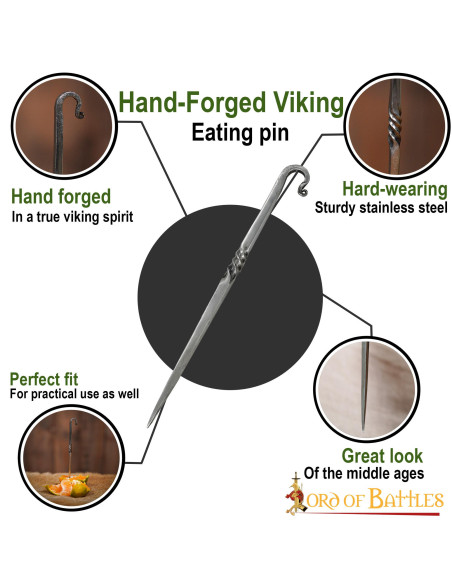 Hand forged Viking fork-skewer