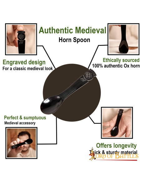 Set 4 medieval spoons in Ox horn