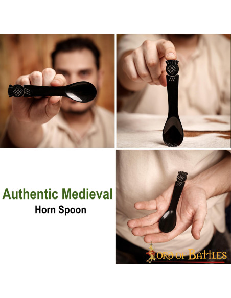 Set 4 medieval spoons in Ox horn
