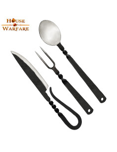 Medieval cutlery set: spoon, fork and knife