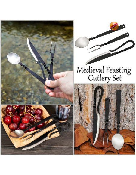 Medieval cutlery set: spoon, fork and...