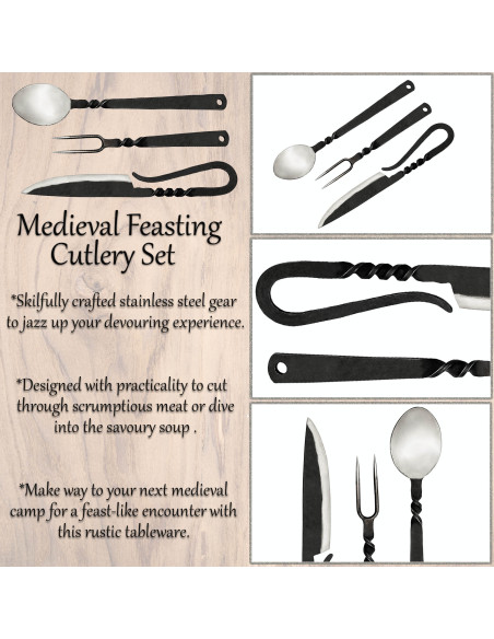 Medieval cutlery set: spoon, fork and...