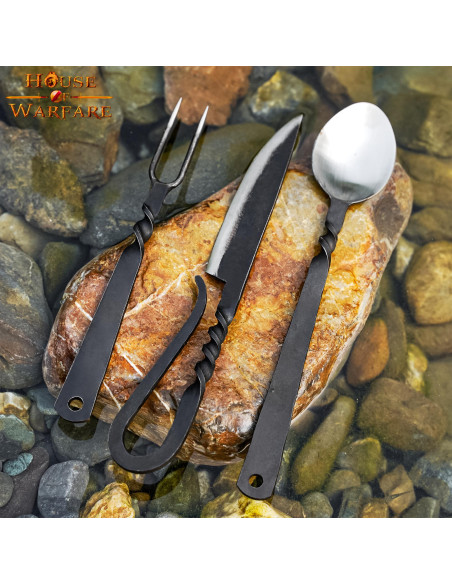 Medieval cutlery set: spoon, fork and...