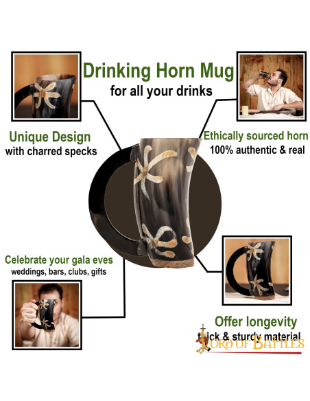 Viking ox horn beer mug