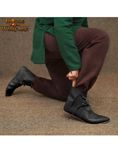 Medieval leather ankle boots with laces - Black 2
