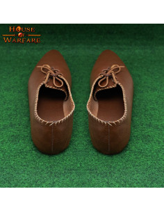 Medieval Lady's leather shoes with laces - Brown 2