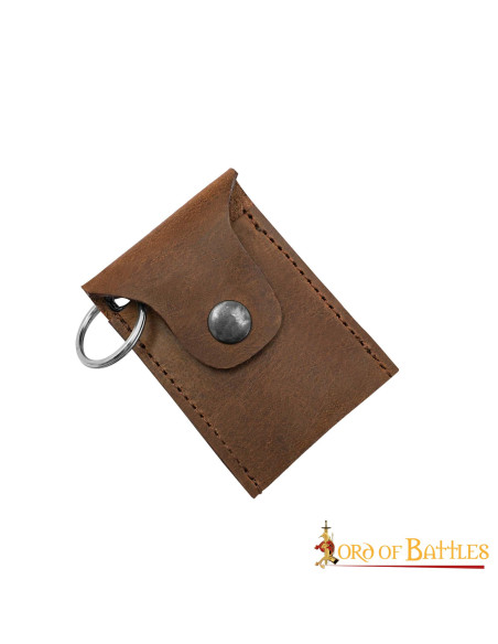 Medieval leather purse-keychain -...