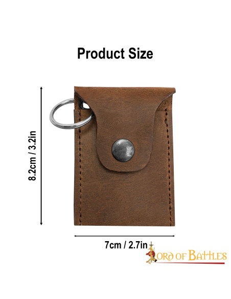 Medieval leather purse-keychain -...