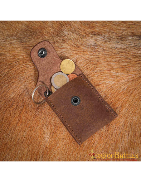 Medieval leather purse-keychain -...