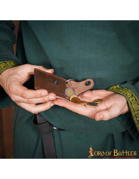 Medieval leather purse-keychain -...