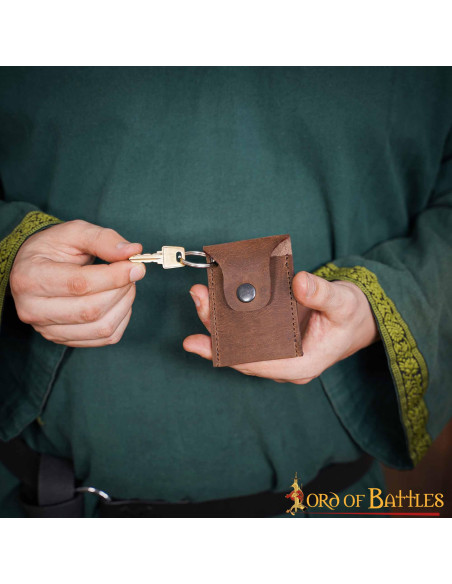 Medieval leather purse-keychain -...