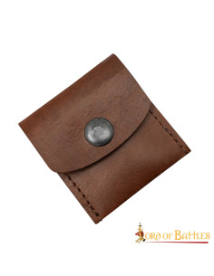 Practical medieval leather purse - Brown (6.8x6.3 cm.)