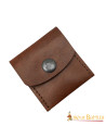 Practical medieval leather purse - Brown (6.8x6.3 cm.)