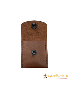 Practical medieval leather purse - Brown (6.8x6.3 cm.) 2