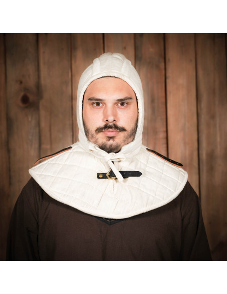 Quilted crepe with medieval gorget