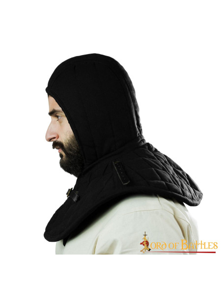 Quilted crepe with medieval gorget